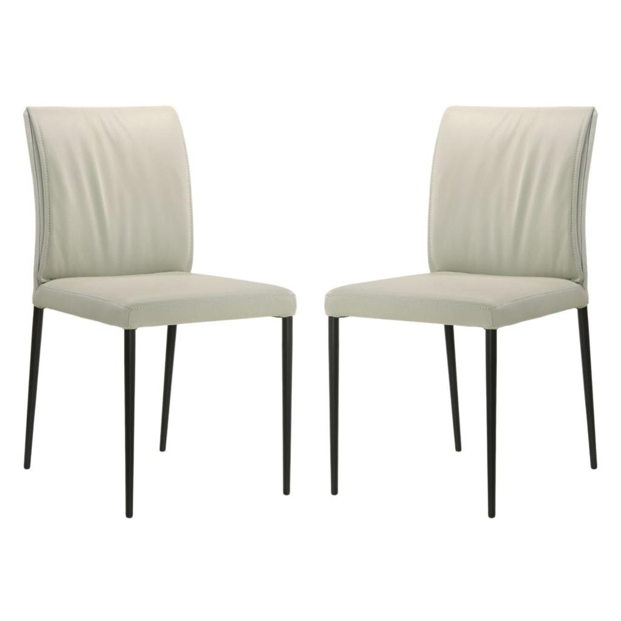 Meriam - Full Back Top Grain Leather Upholstered Metal Dining Chairs (Set of 2)