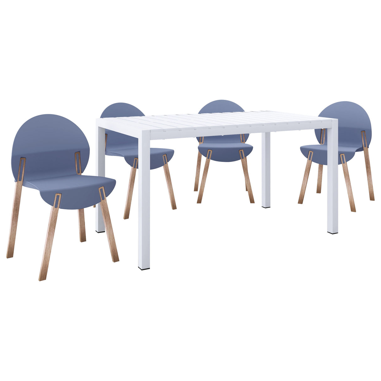 4 Piece Set Of Single Chairs With Long Table