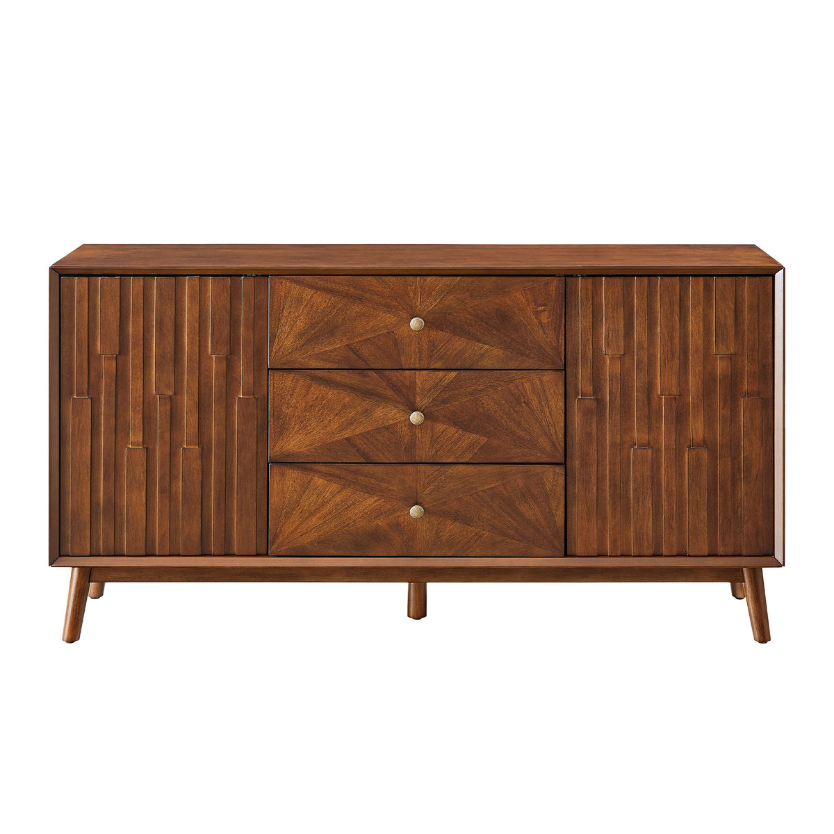 Sideboard Buffet Cabinet With 3 Drawers And 2 Storage Cabinets - Walnut