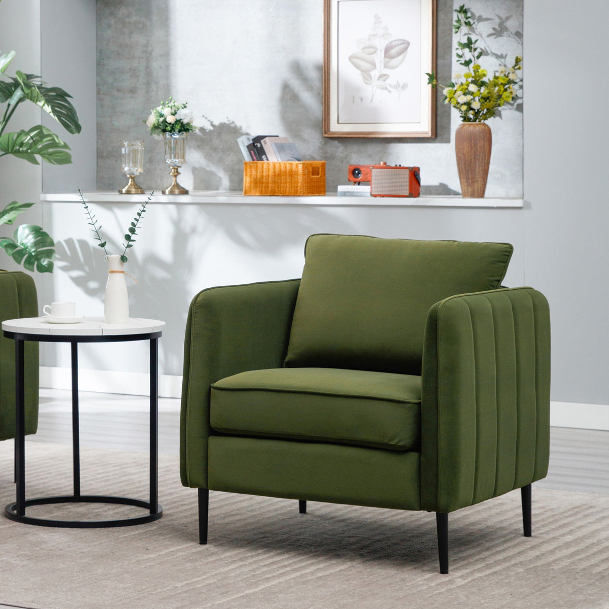Accent Chair With Pillow For Living Room - Green