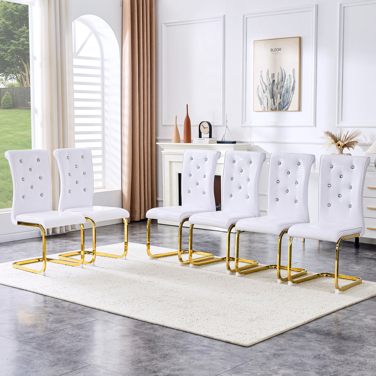 Elegant Design Alligator Skin Upholstered Dining Chairs