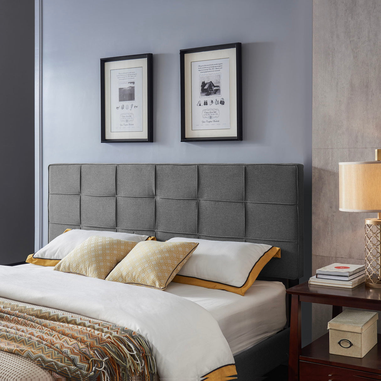 King / California King Sized Headboard - Charcoal Gray