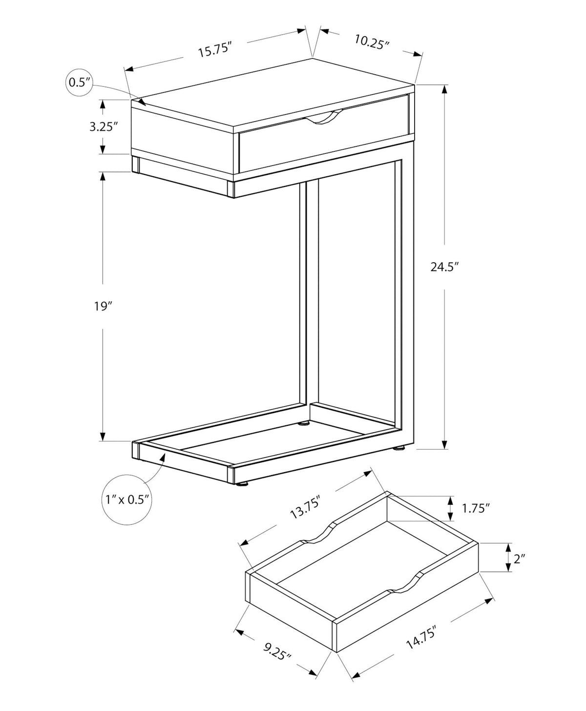 Accent Table, C - Shaped