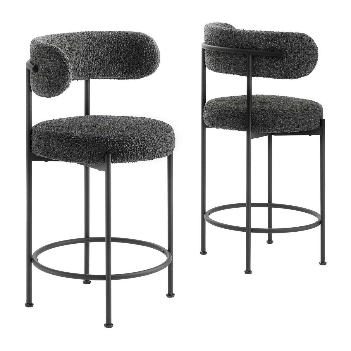 Albie Boucle Fabric Counter Stools Set of 2 - Stools available at Alpine Outlets in Denver