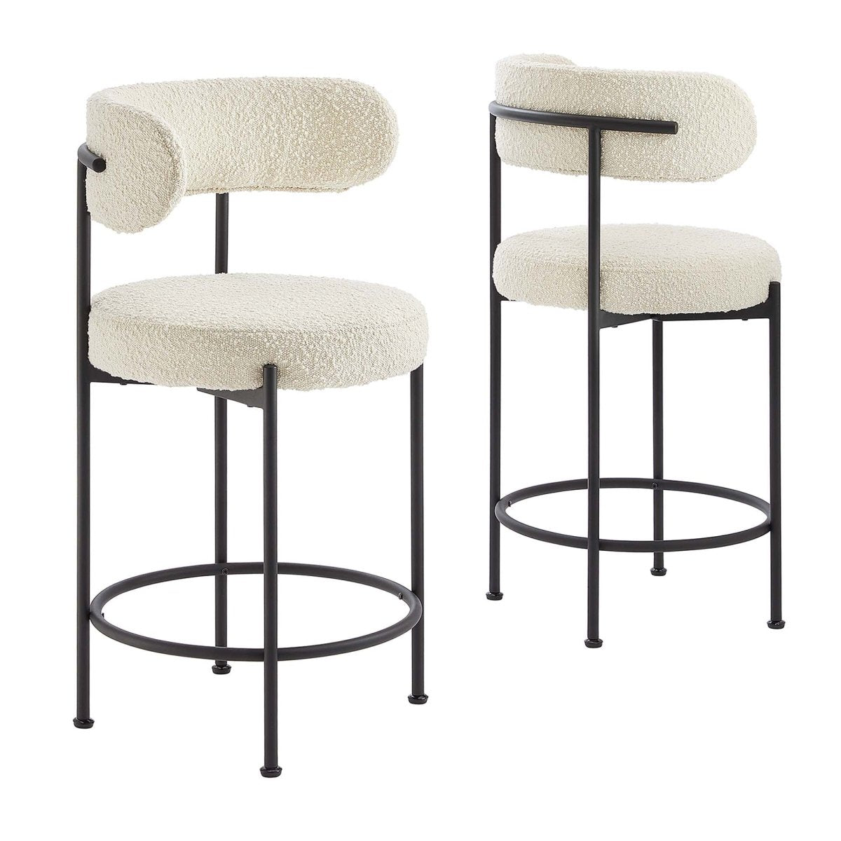 Albie Boucle Fabric Counter Stools Set of 2 - Stools available at Alpine Outlets in Denver