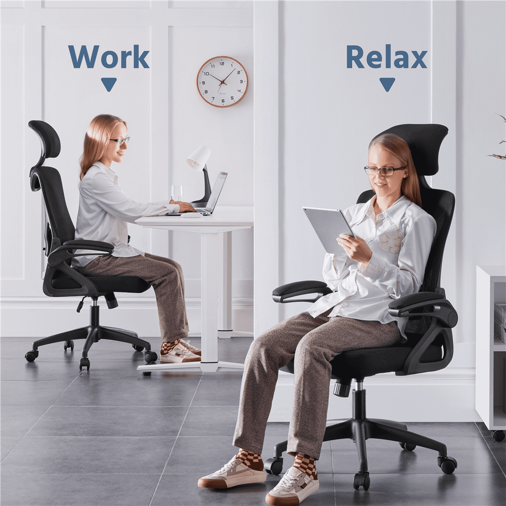 Alden Design High Back Ergonomic Mesh Office Chair with Flip - Up Arms - Office Chairs available at Alpine Outlets in Denver
