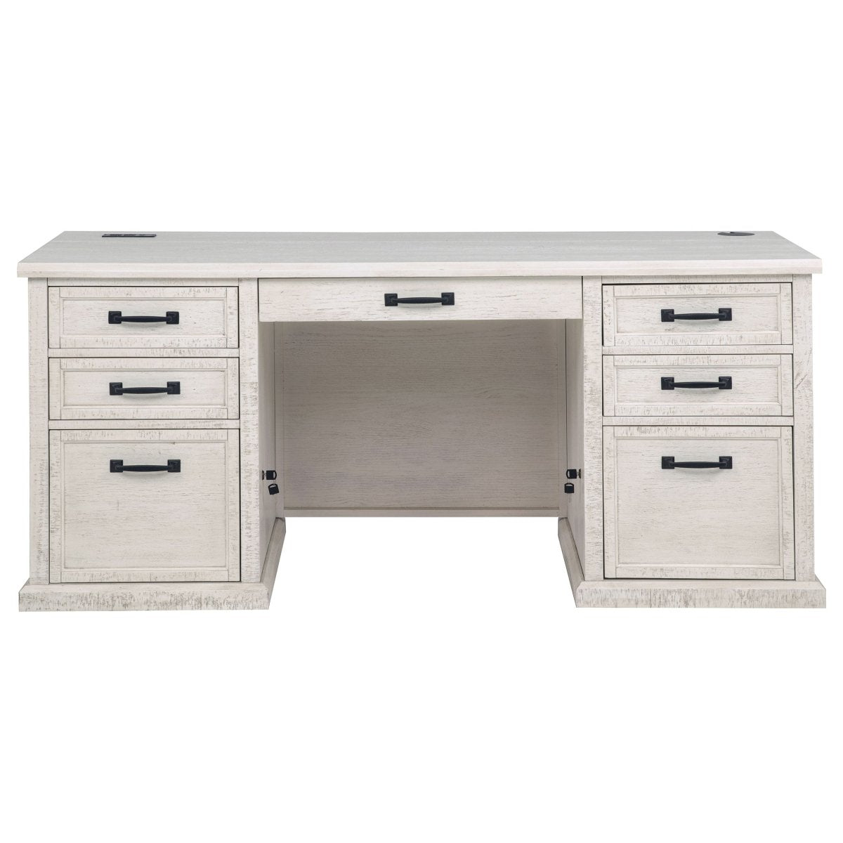 Altidore 68" 7-Drawer Executive Desk in Distressed White - Desks available at Alpine Outlets in Denver