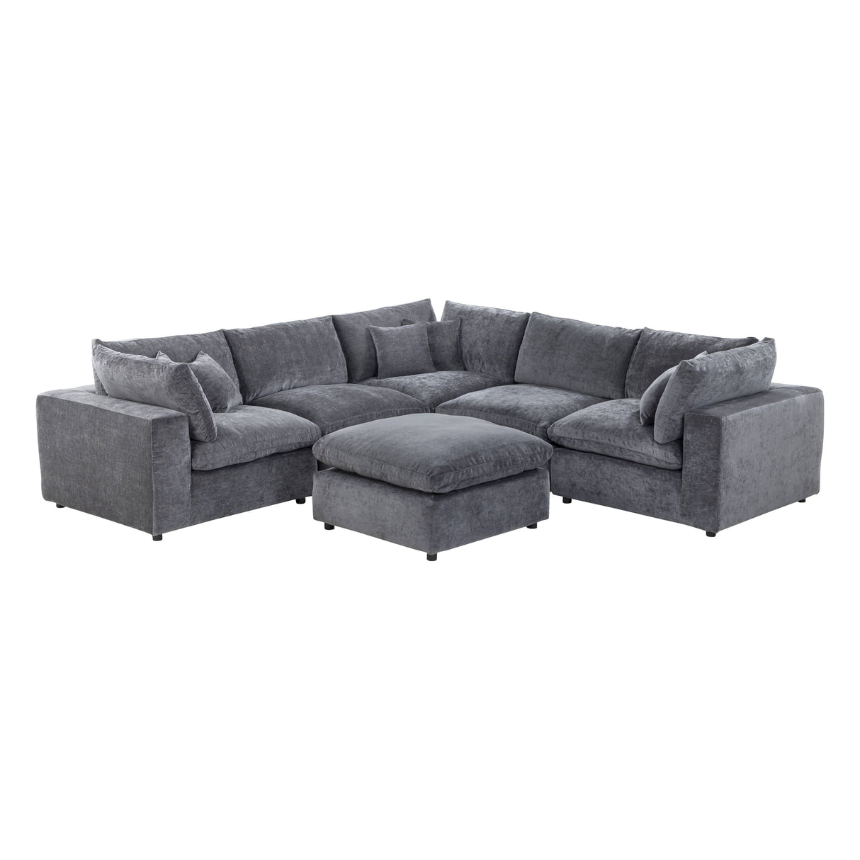 Oulu Living Alvora six-piece three-corner modular sectional in Dark Gray