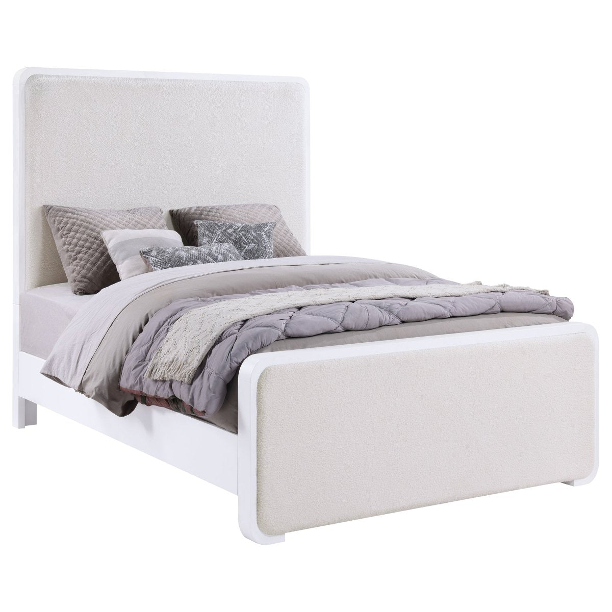 Anastasia Upholstered Eastern King Panel Bed Pearl White - Beds available at Alpine Outlets in Denver