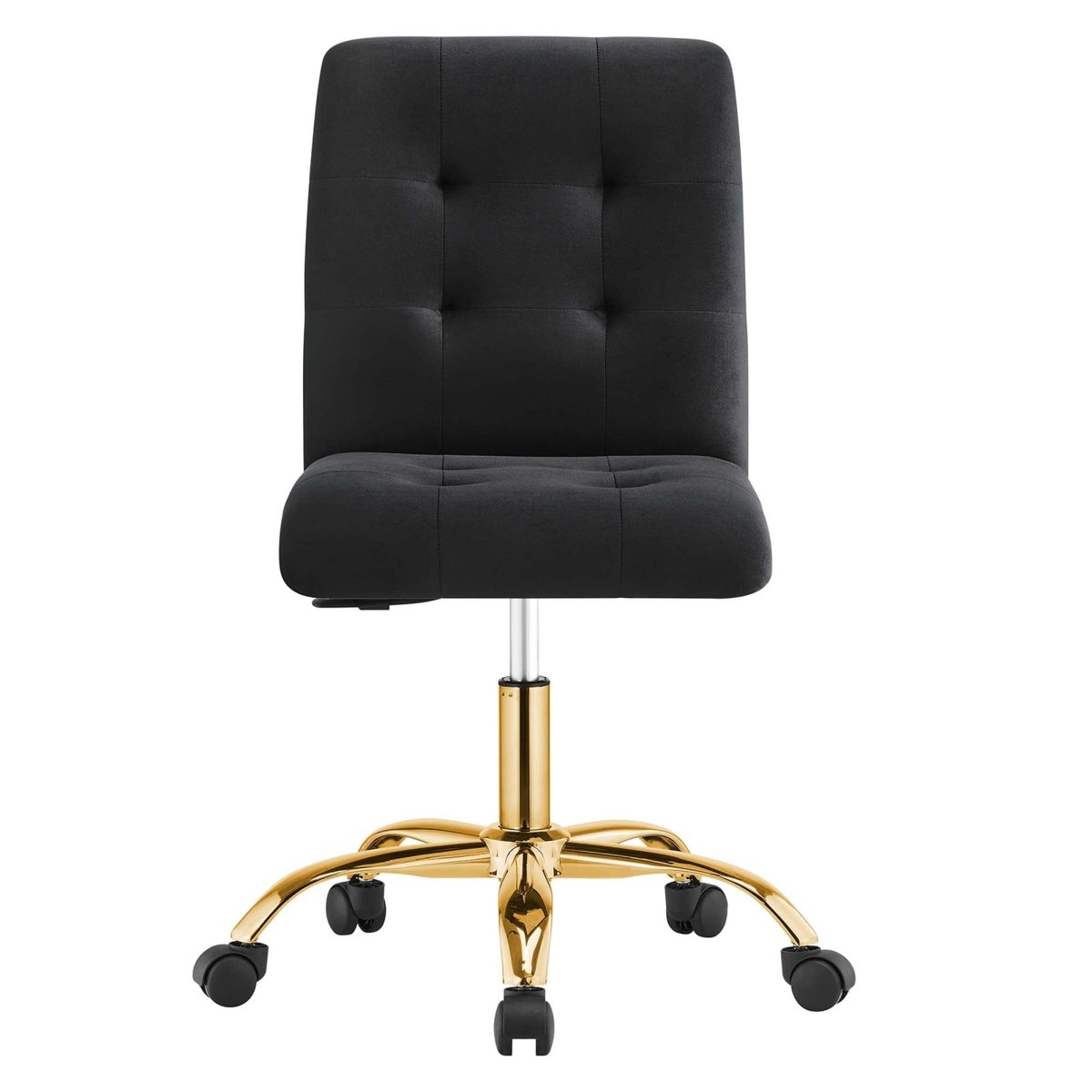 Armless Performance Velvet Office Chair with Gold Base – Black - Workspace - Alpine Outlets