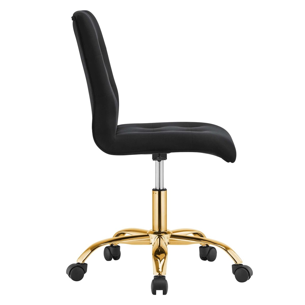 Armless Performance Velvet Office Chair with Gold Base – Black - Workspace - Alpine Outlets