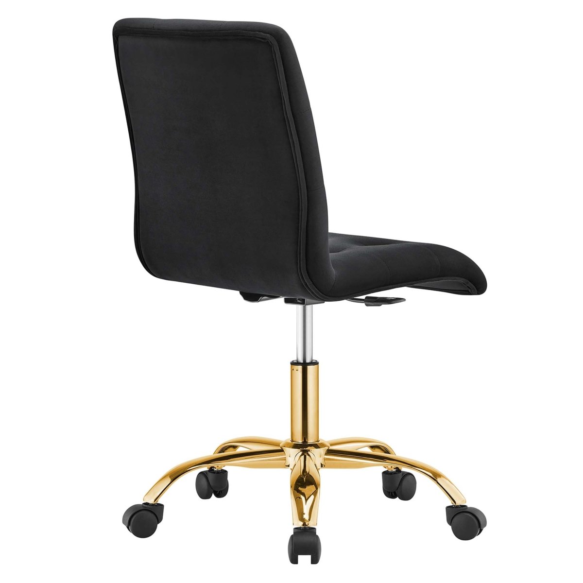 Armless Performance Velvet Office Chair with Gold Base – Black - Workspace - Alpine Outlets