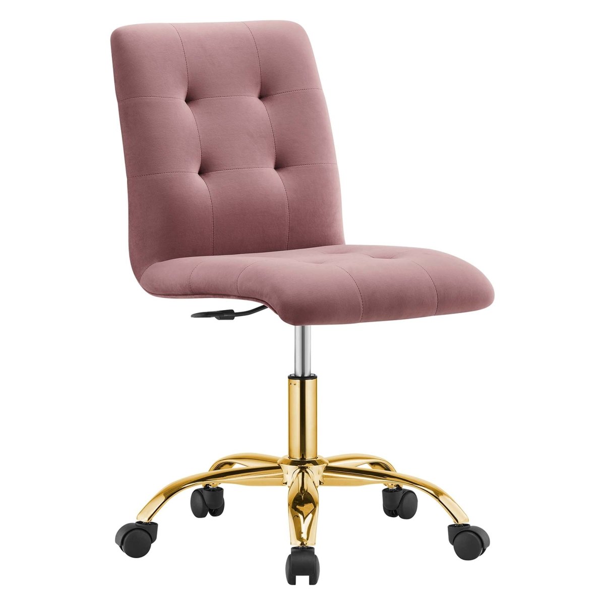 Armless Performance Velvet Office Chair with Gold Base – Dusty Rose - Workspace - Alpine Outlets