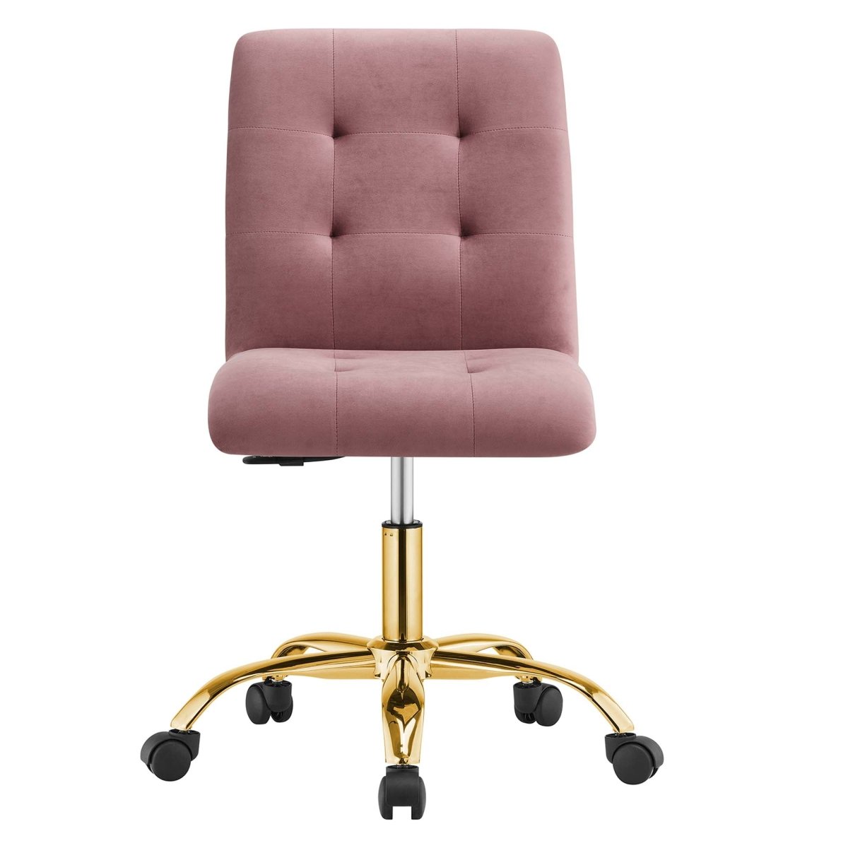 Armless Performance Velvet Office Chair with Gold Base – Dusty Rose - Workspace - Alpine Outlets