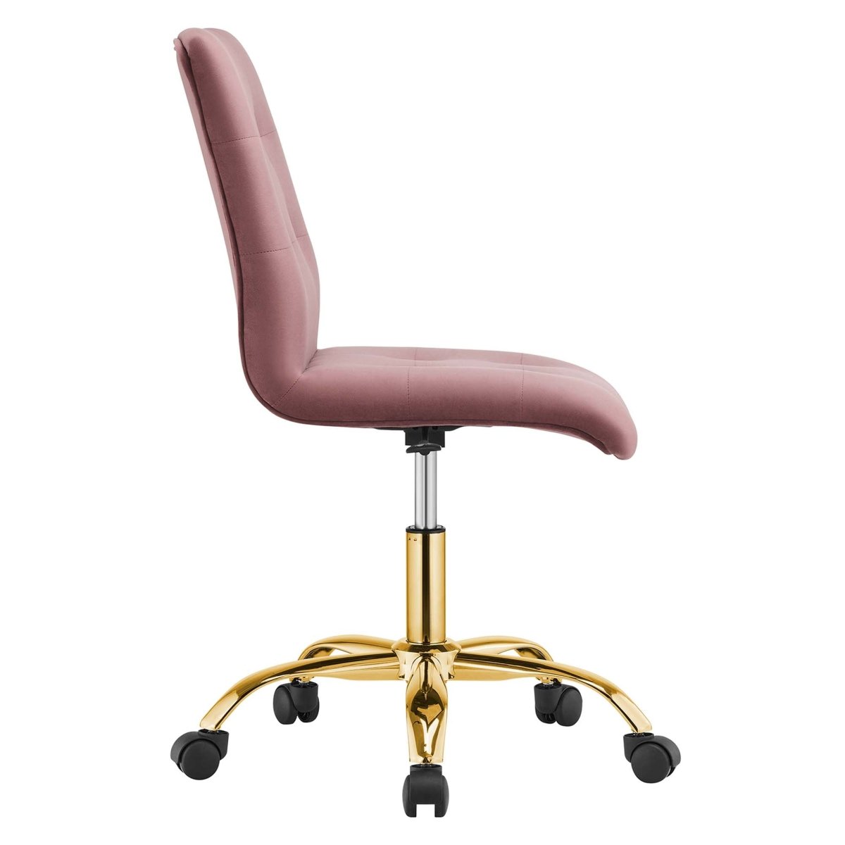 Armless Performance Velvet Office Chair with Gold Base – Dusty Rose - Workspace - Alpine Outlets