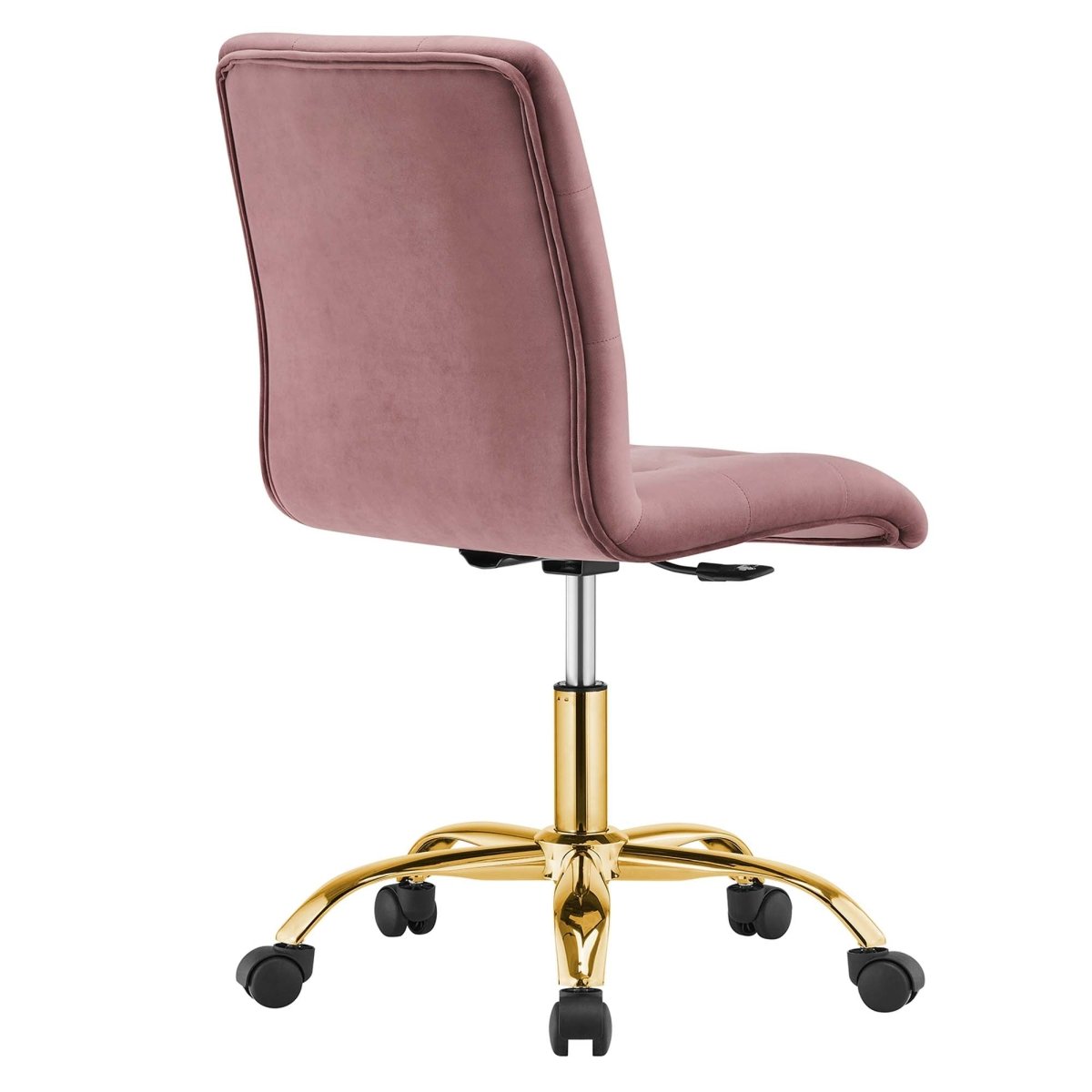 Armless Performance Velvet Office Chair with Gold Base – Dusty Rose - Workspace - Alpine Outlets