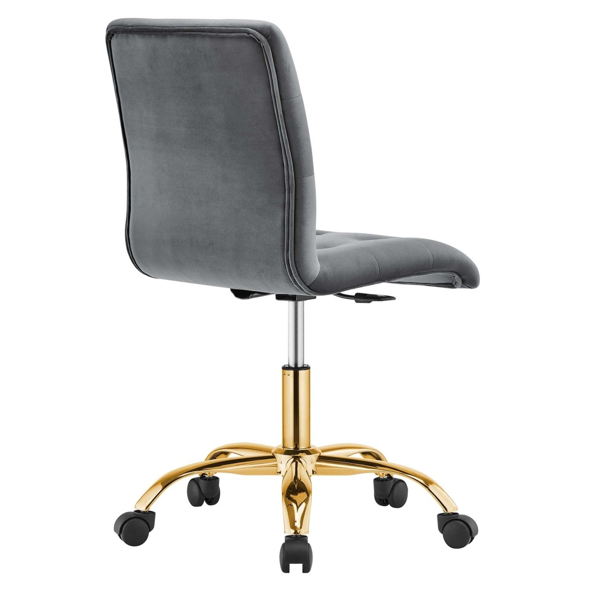 Armless Performance Velvet Office Chair with Gold Base – Gray - Workspace - Alpine Outlets