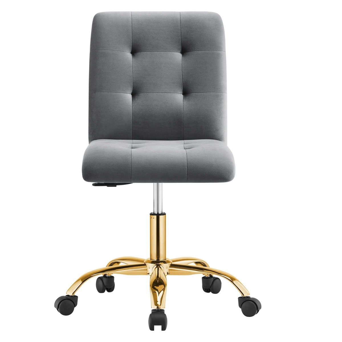 Armless Performance Velvet Office Chair with Gold Base – Gray - Workspace - Alpine Outlets