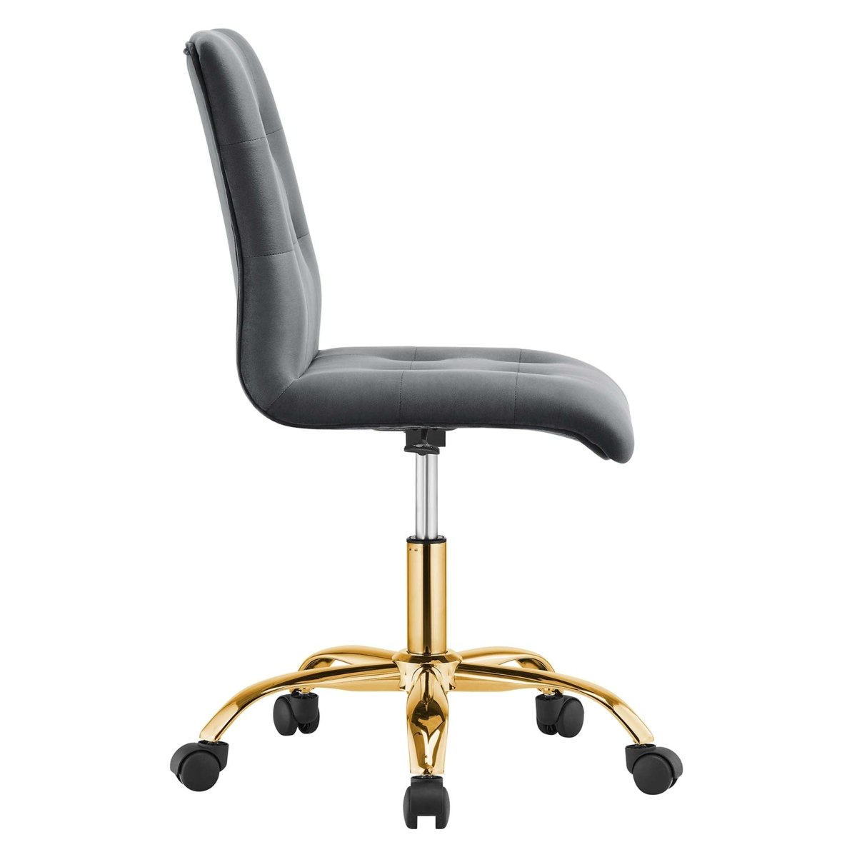 Armless Performance Velvet Office Chair with Gold Base – Gray - Workspace - Alpine Outlets