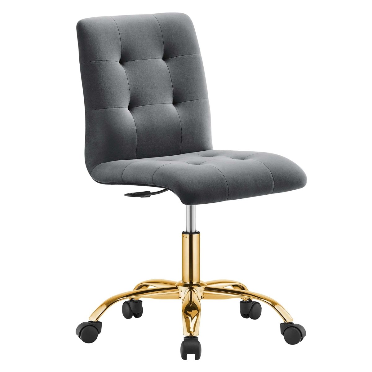 Armless Performance Velvet Office Chair with Gold Base – Gray - Workspace - Alpine Outlets