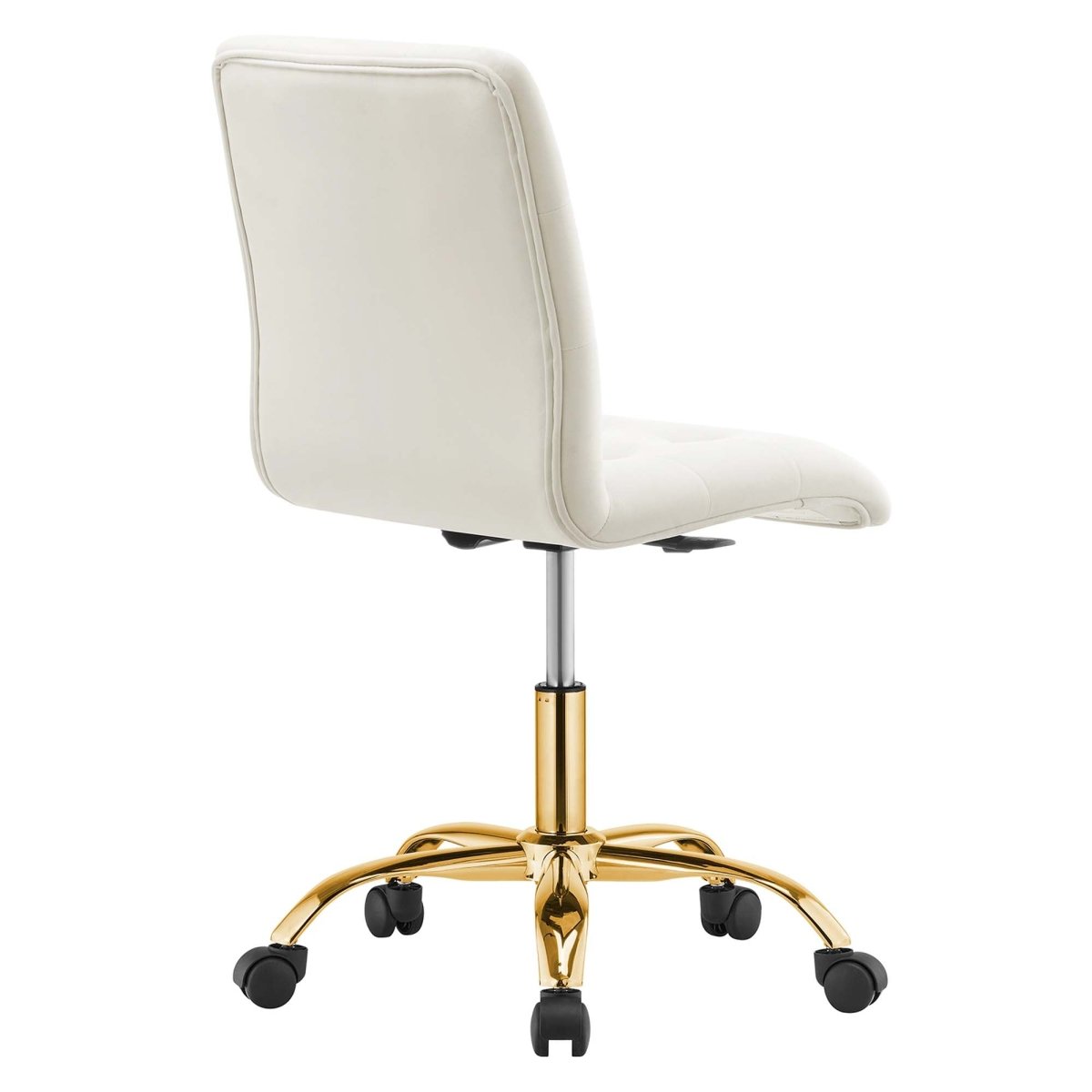 Armless Performance Velvet Office Chair with Gold Base – Ivory - Workspace - Alpine Outlets