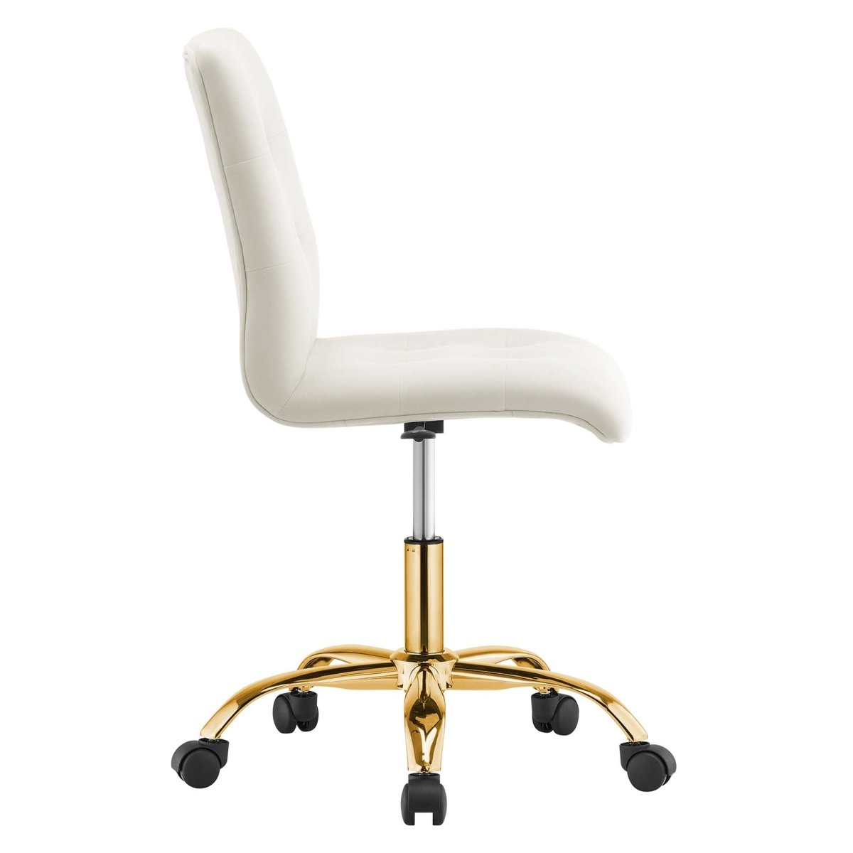 Armless Performance Velvet Office Chair with Gold Base – Ivory - Workspace - Alpine Outlets