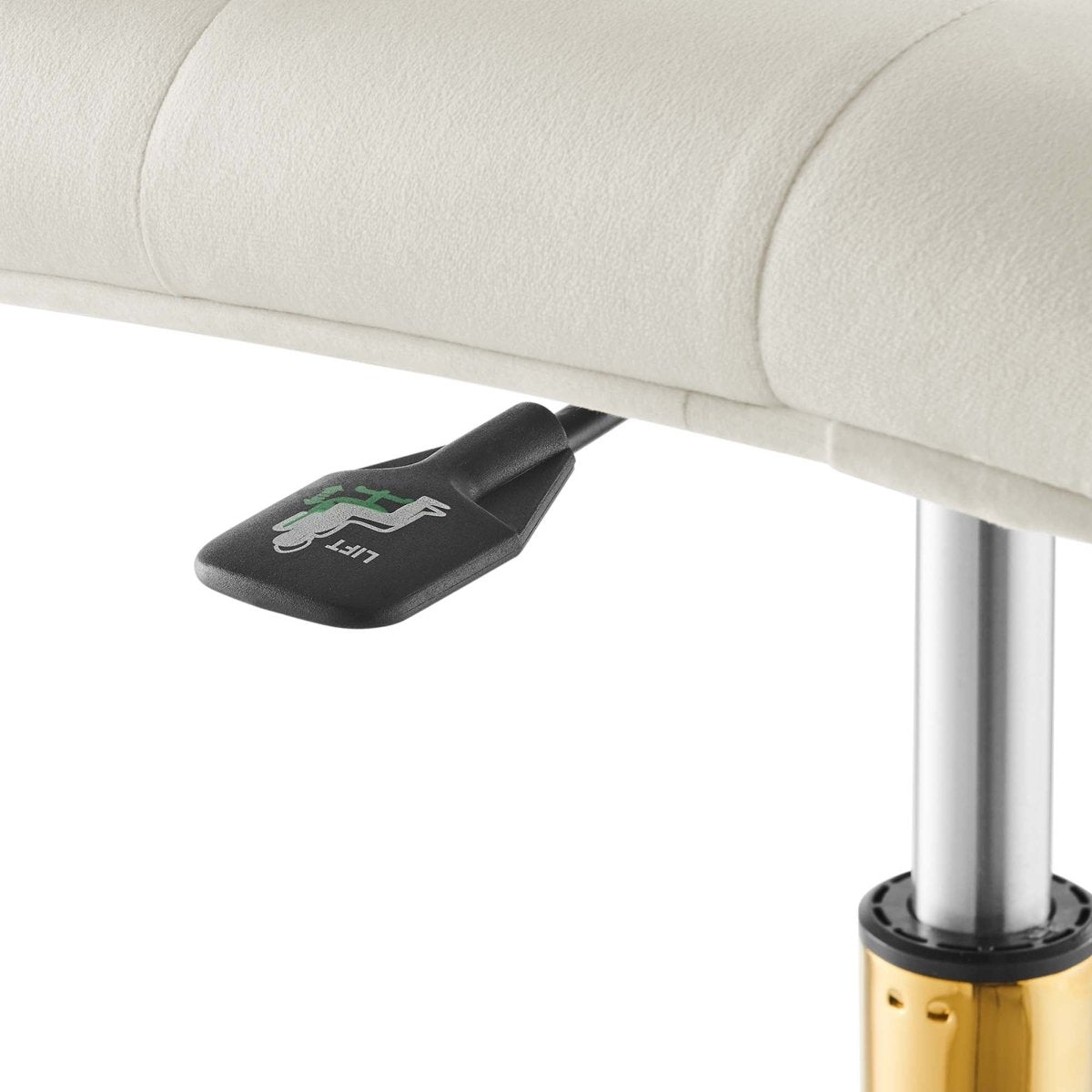 Armless Performance Velvet Office Chair with Gold Base – Ivory - Workspace - Alpine Outlets