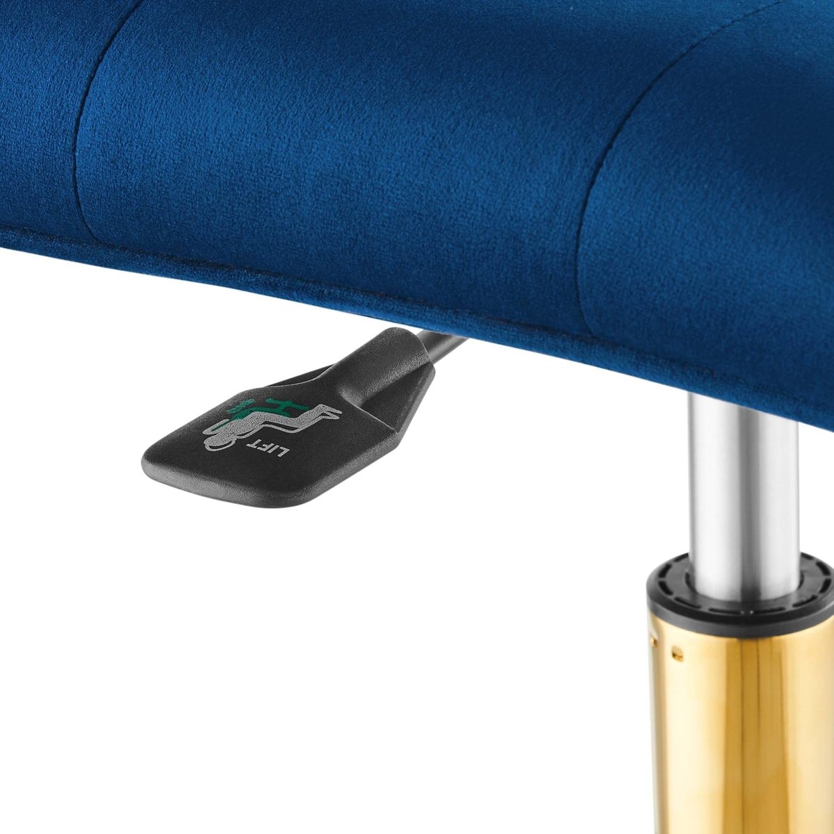 Armless Performance Velvet Office Chair with Gold Base – Navy - Workspace - Alpine Outlets