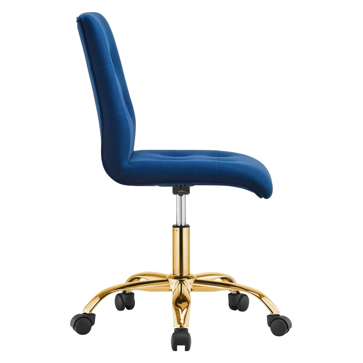Armless Performance Velvet Office Chair with Gold Base – Navy - Workspace - Alpine Outlets