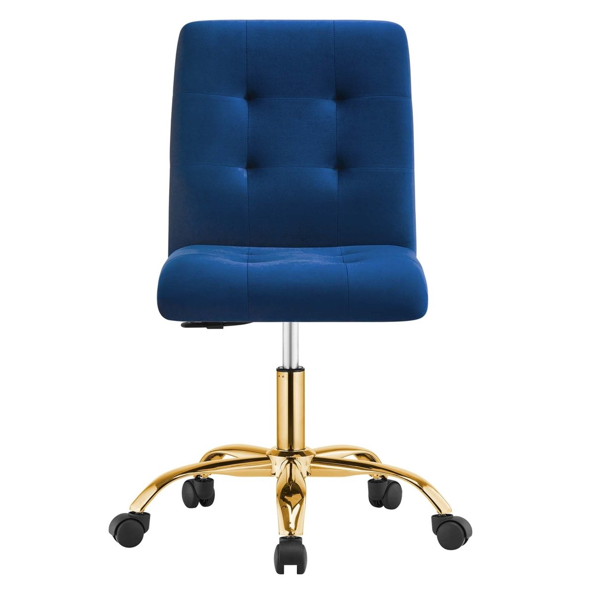 Armless Performance Velvet Office Chair with Gold Base – Navy - Workspace - Alpine Outlets