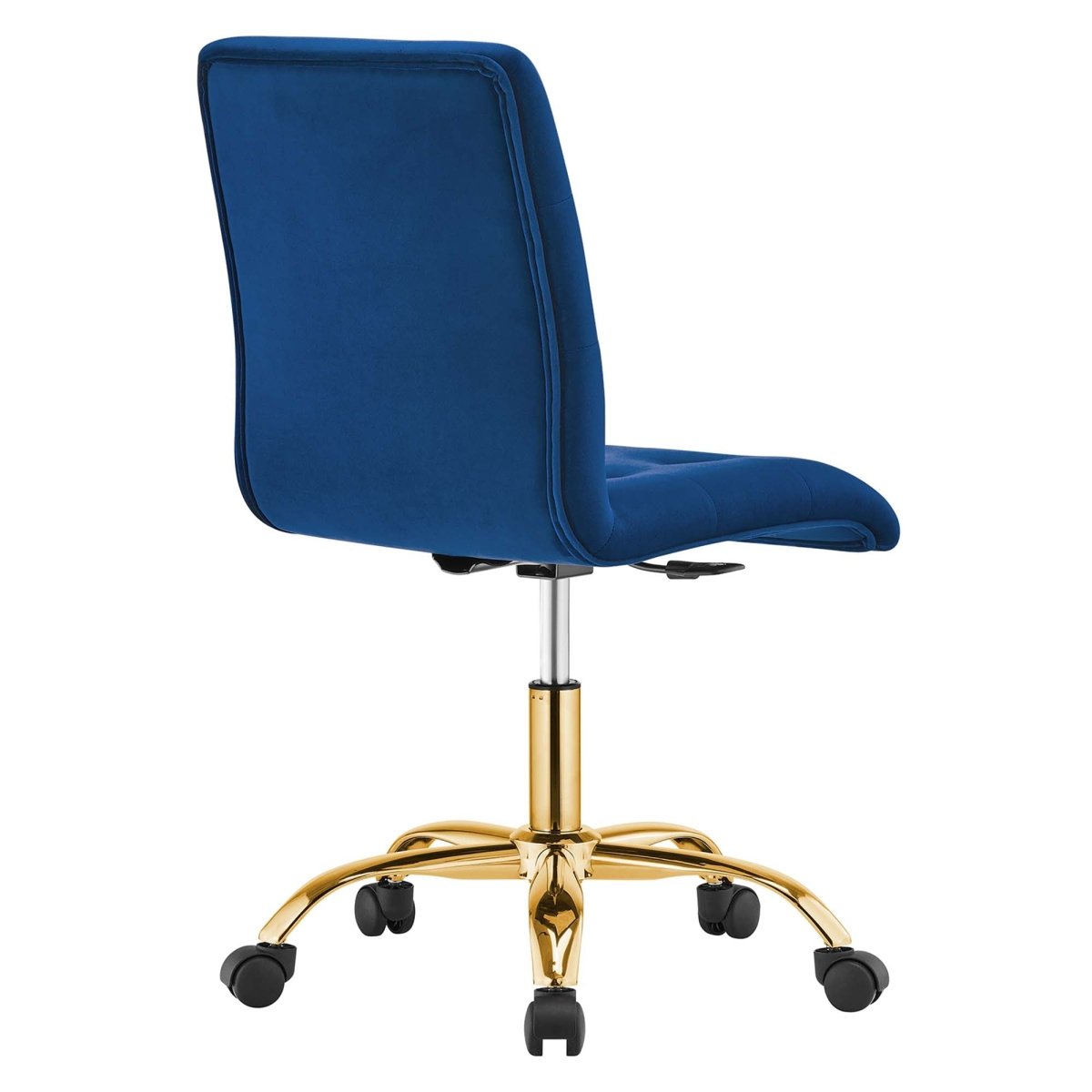 Armless Performance Velvet Office Chair with Gold Base – Navy - Workspace - Alpine Outlets