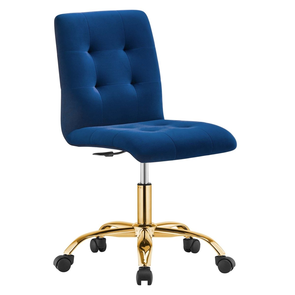 Armless Performance Velvet Office Chair with Gold Base – Navy - Workspace - Alpine Outlets