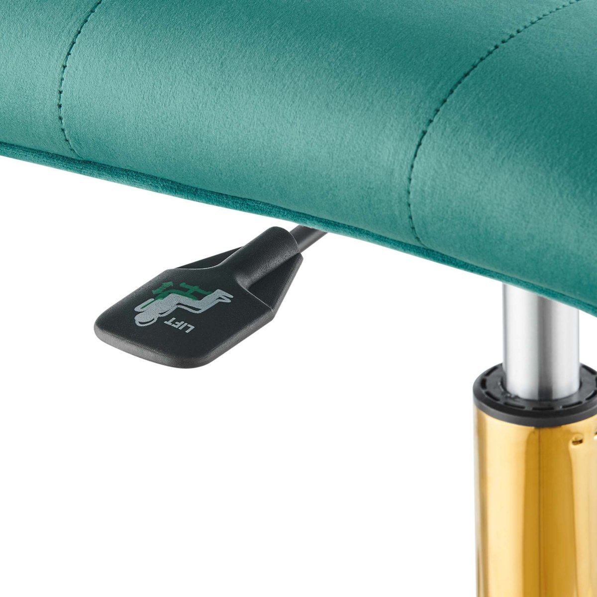 Armless Performance Velvet Office Chair with Gold Base – Teal - Workspace - Alpine Outlets