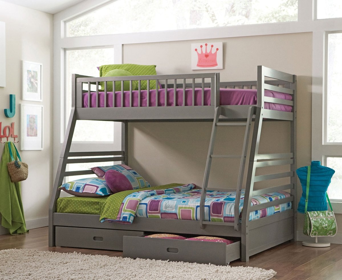 Ashton Grey Twin Over Full Bunk Bed with 2 Drawers - Bunk & Loft Beds available at Alpine Outlets in Denver