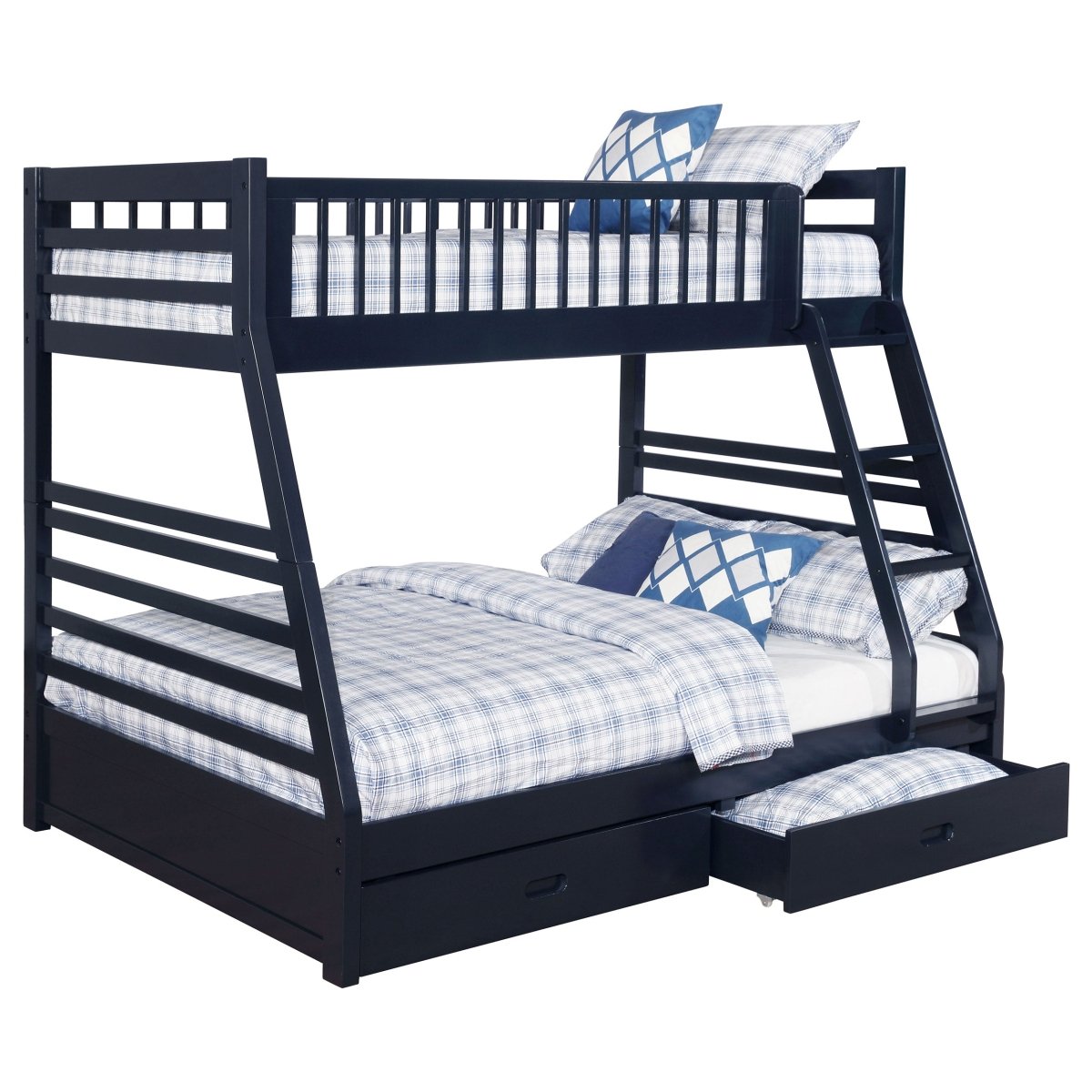 Ashton Navy Blue Twin Over Full Bunk Bed with 2 Drawers - Bunk & Loft Beds available at Alpine Outlets in Denver
