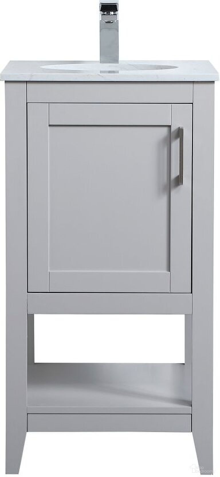 Aubrey 18 Inch Grey Single Sink Bathroom Vanity with Quartz Top