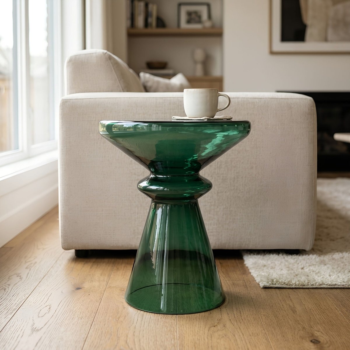 Aventura - Sculptural Blown Glass Accent Table - Green - Accent Tables available at Alpine Outlets in Denver