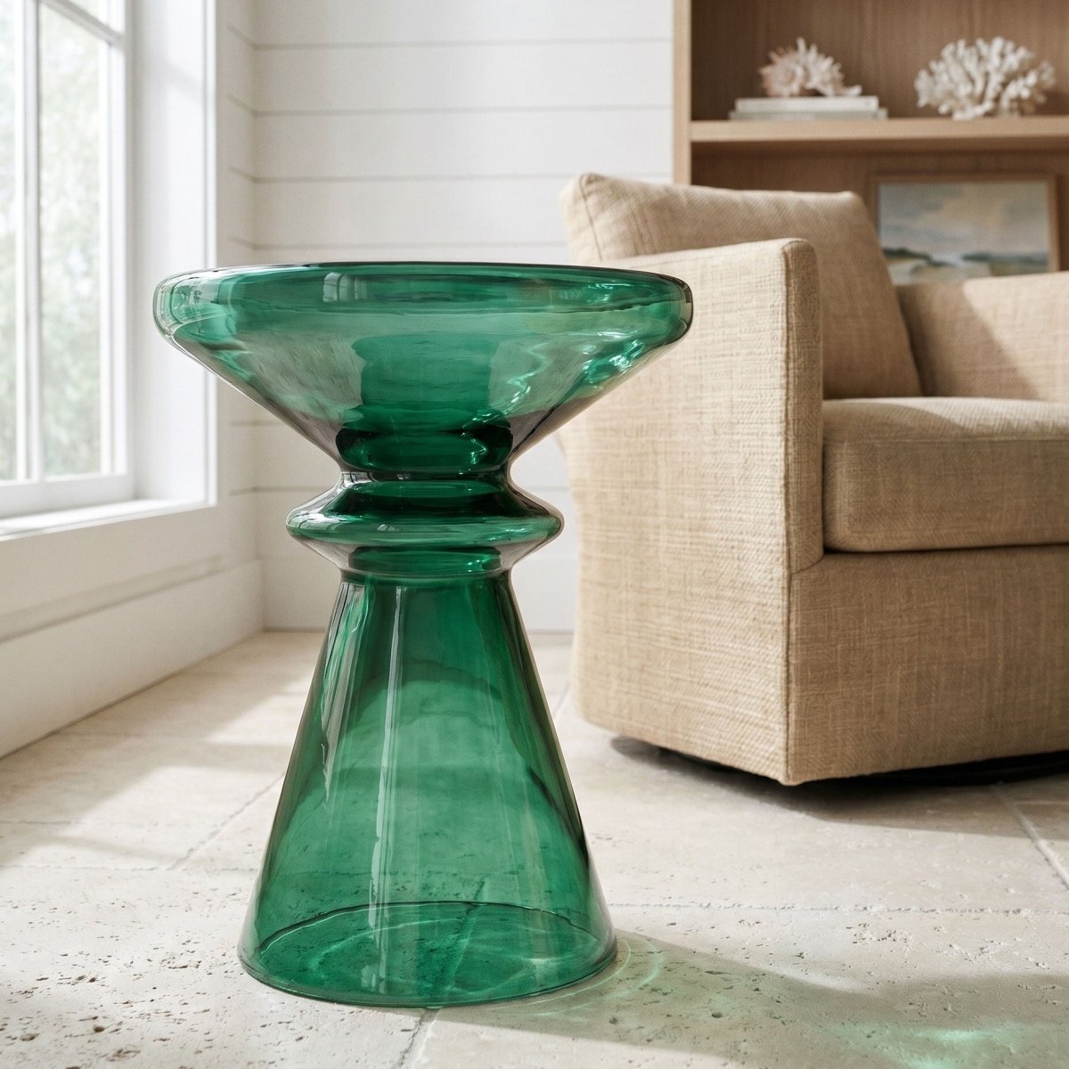 Aventura - Sculptural Blown Glass Accent Table - Green - Accent Tables available at Alpine Outlets in Denver