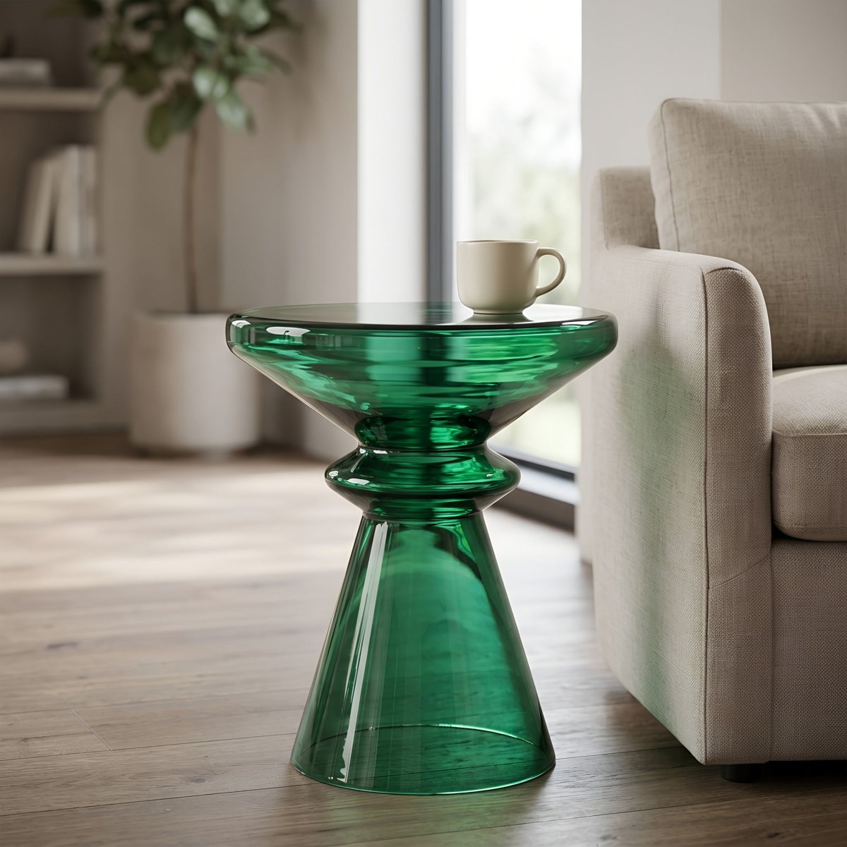 Aventura - Sculptural Blown Glass Accent Table - Green - Accent Tables available at Alpine Outlets in Denver