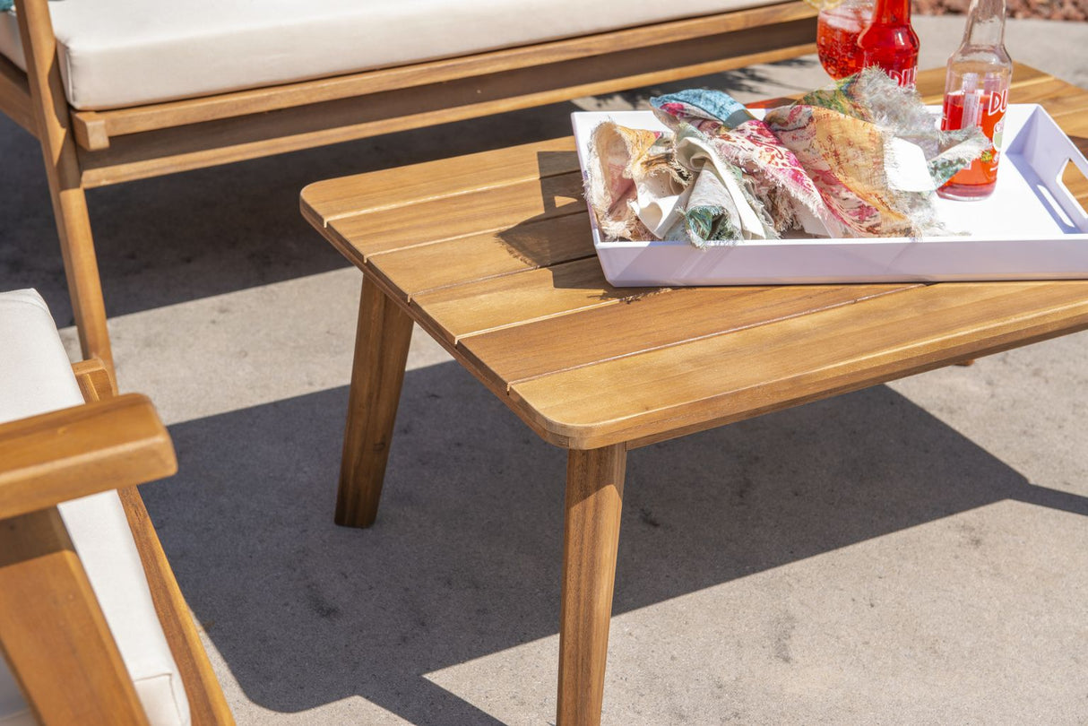 Linon Cole Chat Natural Outdoor Lounge Set