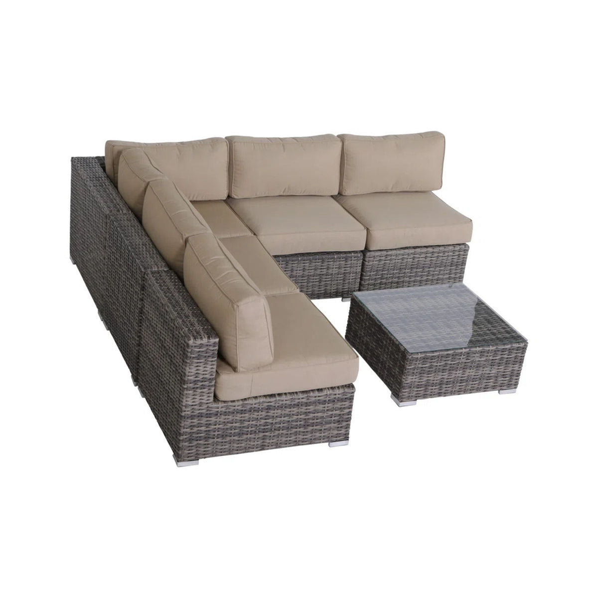 Patio Set With Cushions, 4 Piece, Rustproof - Gray Mix