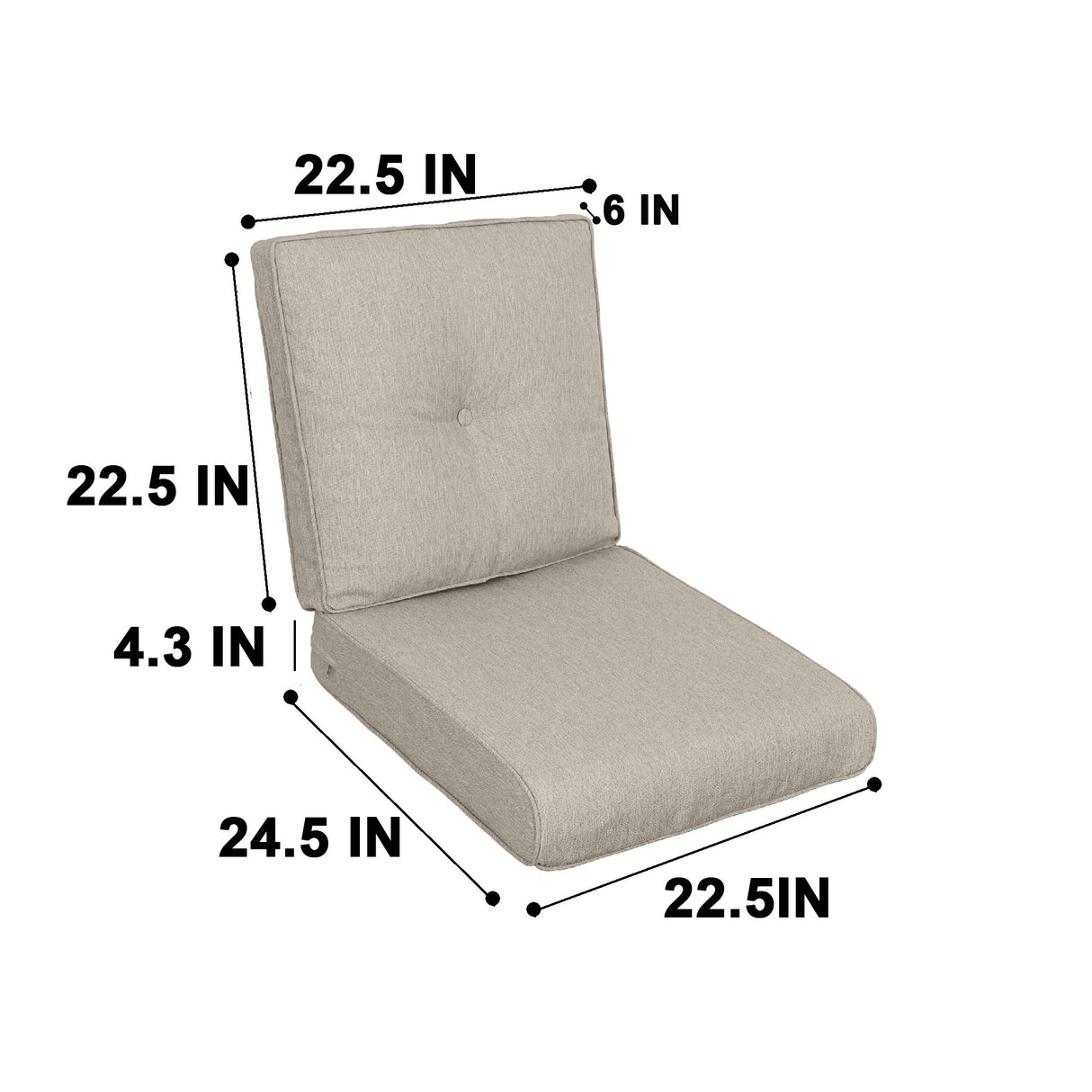 High Back Patio Chair Cushions For Garden (Set of 2)