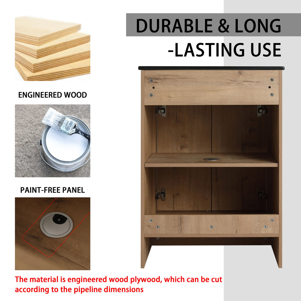 Freestanding Bathroom Vanity & Sink And Storage Cabinets, Soft Closing Doors