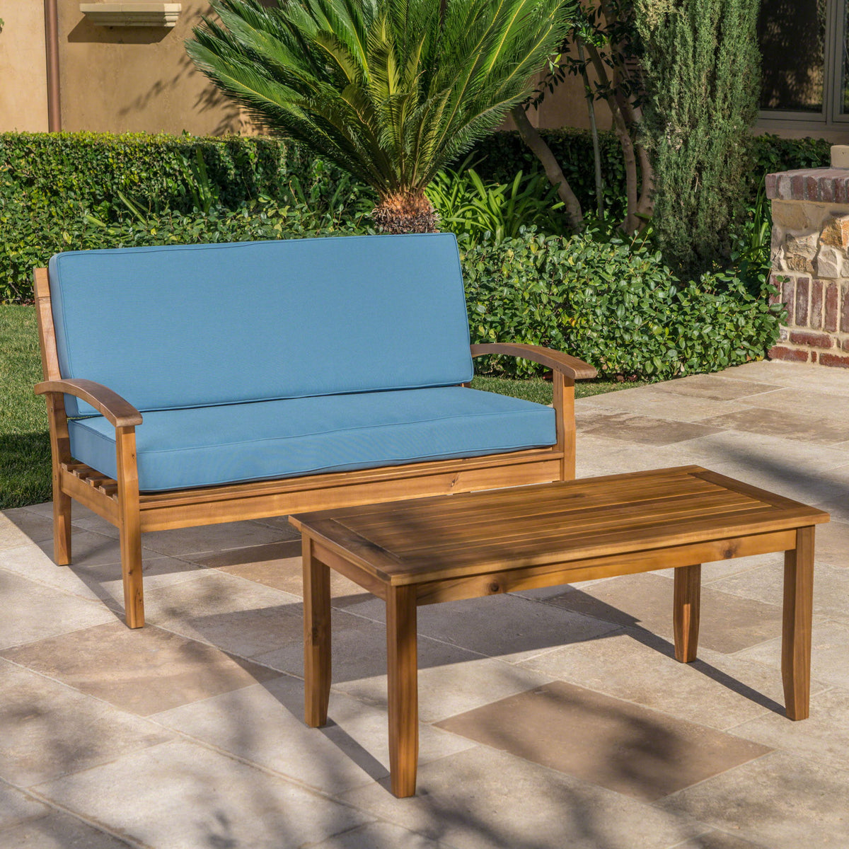 Outdoor Chat Set With Coffee Table And Loveseat