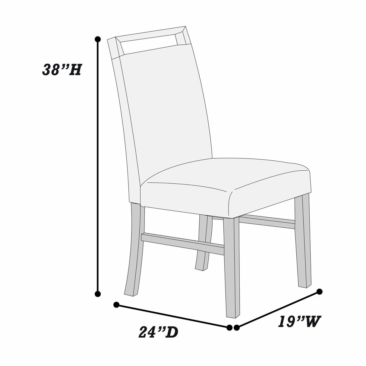 Dining Chairs With Handle Upper Backrest (Set of 2) - Charcoal