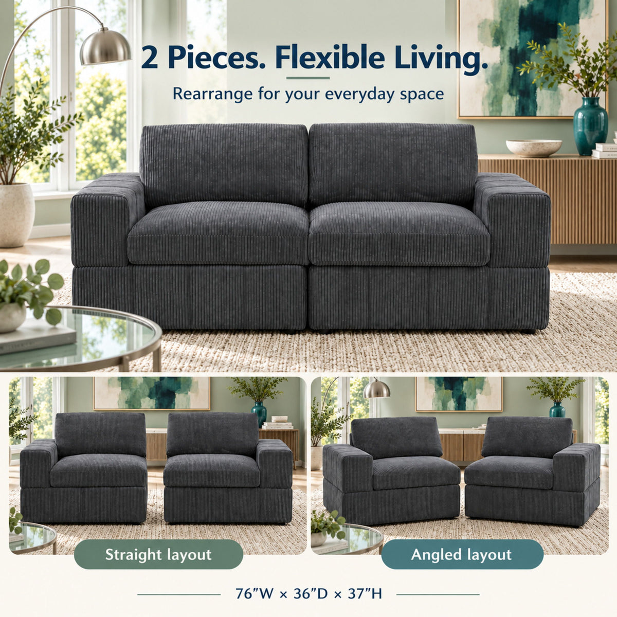 Oversized Modular Loveseat Set