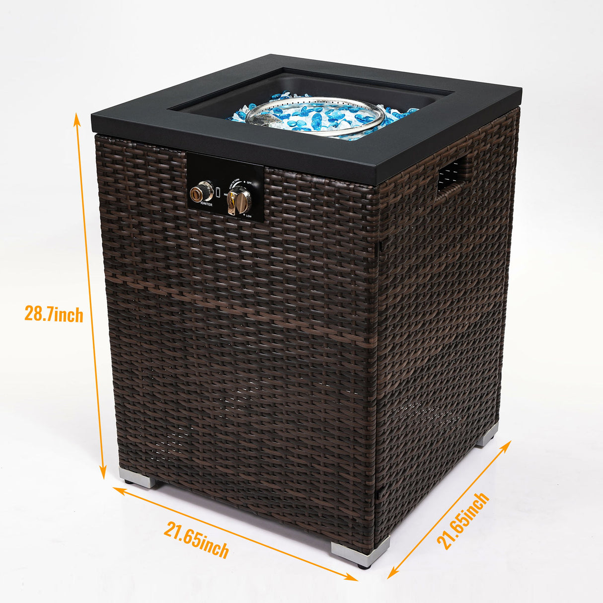 Fire Pit Column With Glass Wind Guard - Dark Brown