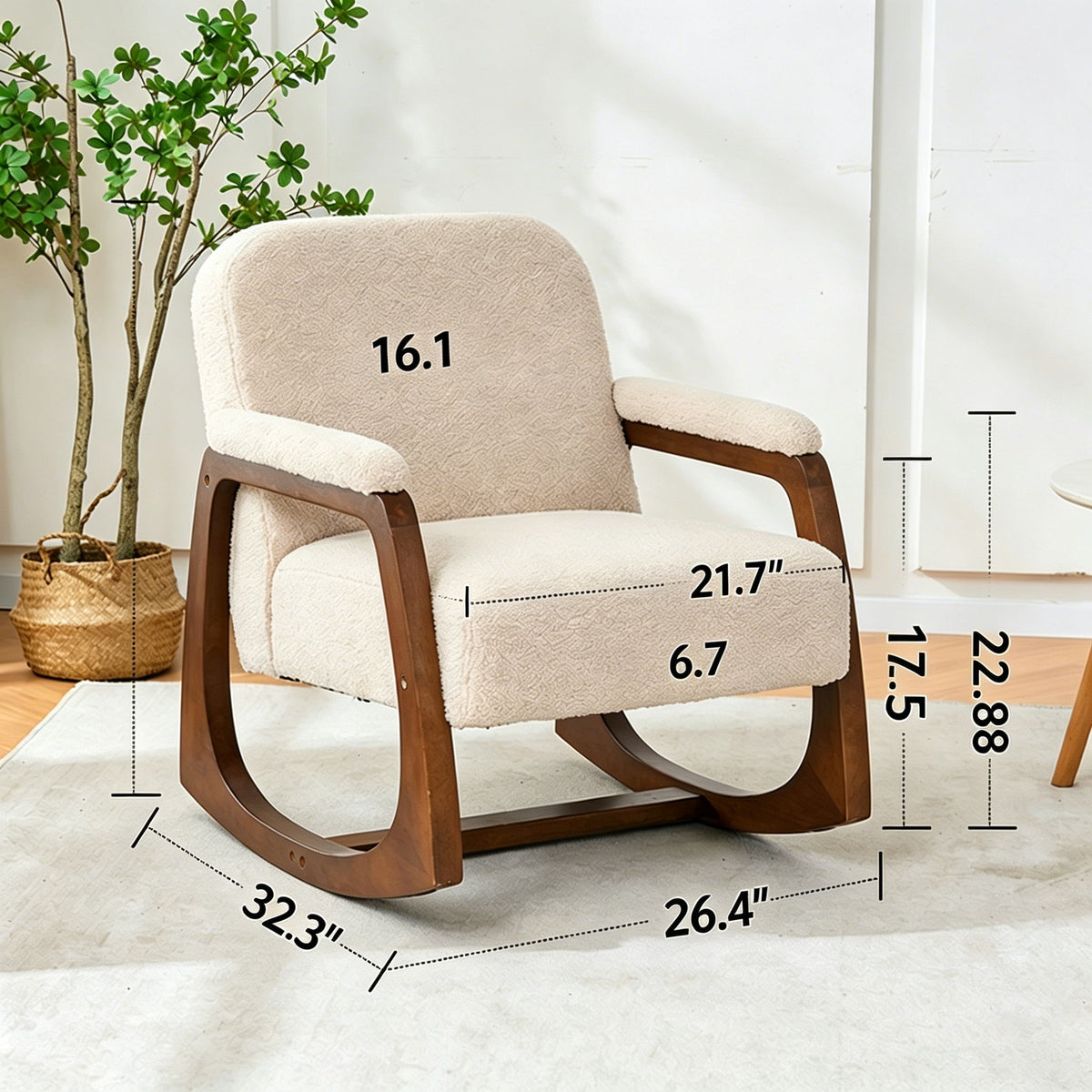 Curved Frame Rocking Accent Chair - Beige / Brown