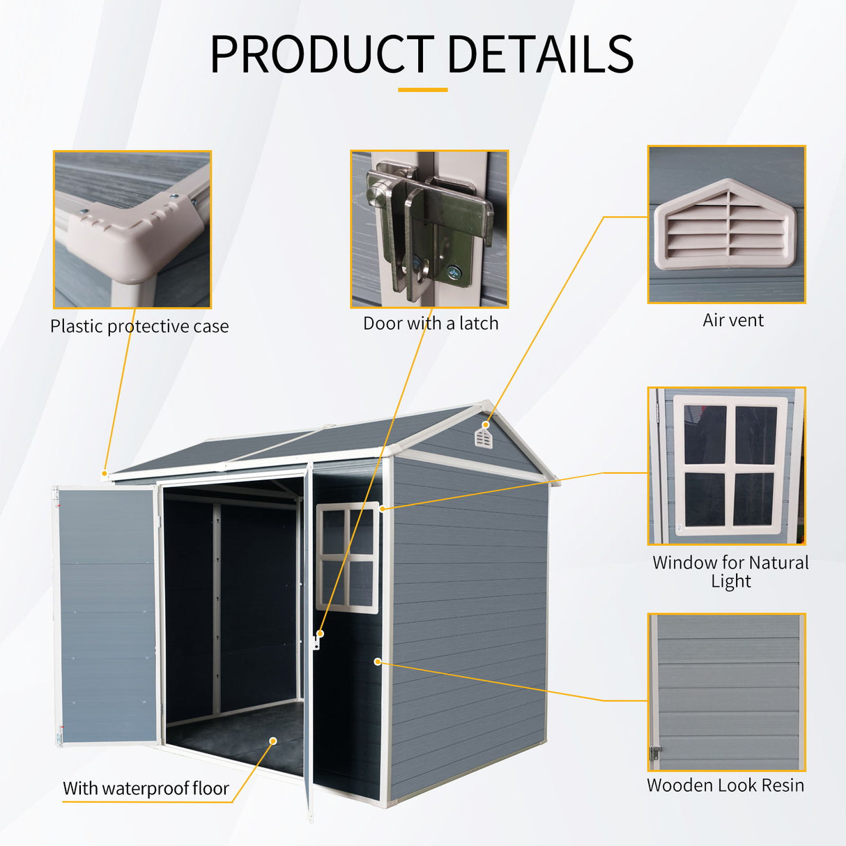 Resin Outdoor Storage Shed Garden Building Waterproof Heavy Duty 8x6.5ft