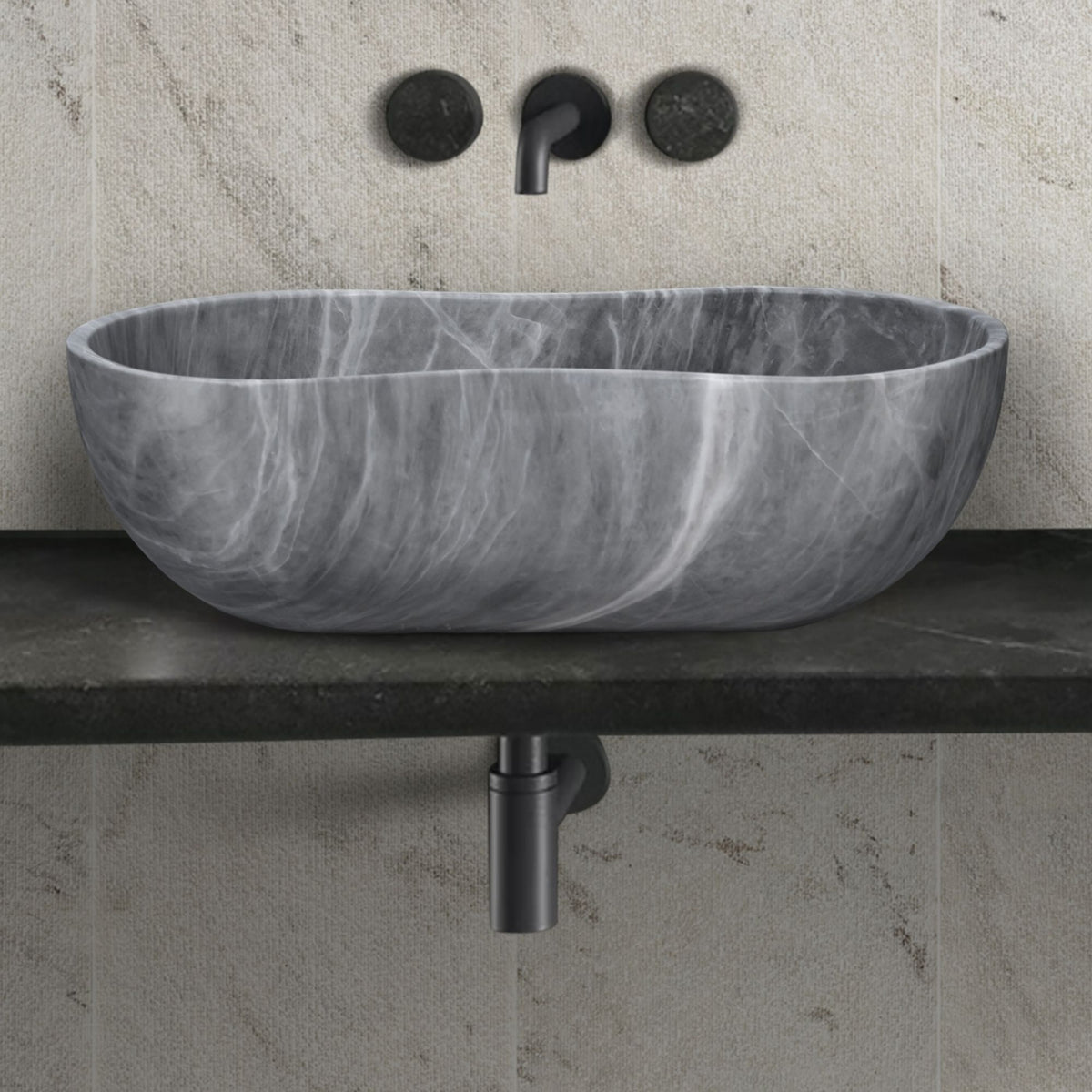 Bathroom Vessel Sink With Wavy Design